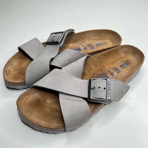 BIRKENSTOCK Siena Soft Footbed Nubuck Leather Dove Gray Size 37 EU 6 - 6.5 US - Picture 8 of 15